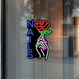 Nails Hand Rose Neon Sign