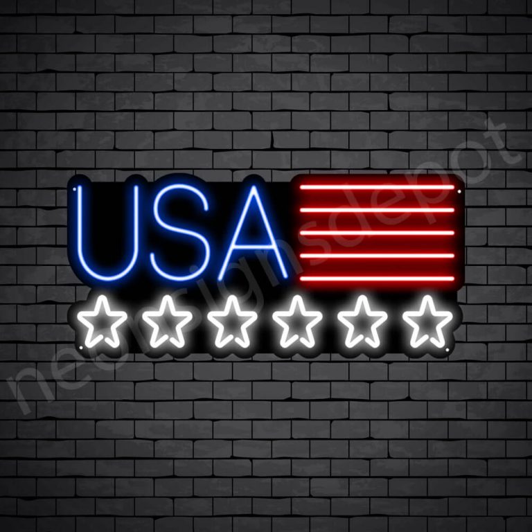 Star USA Flag Neon Sign 14x30 inches