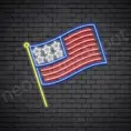 Stick American Flag Neon Sign - transparent