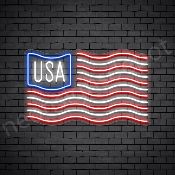 USA-Flag-Neon-Sign-18x30-WS-C USA Flag Neon Sign - Transparent