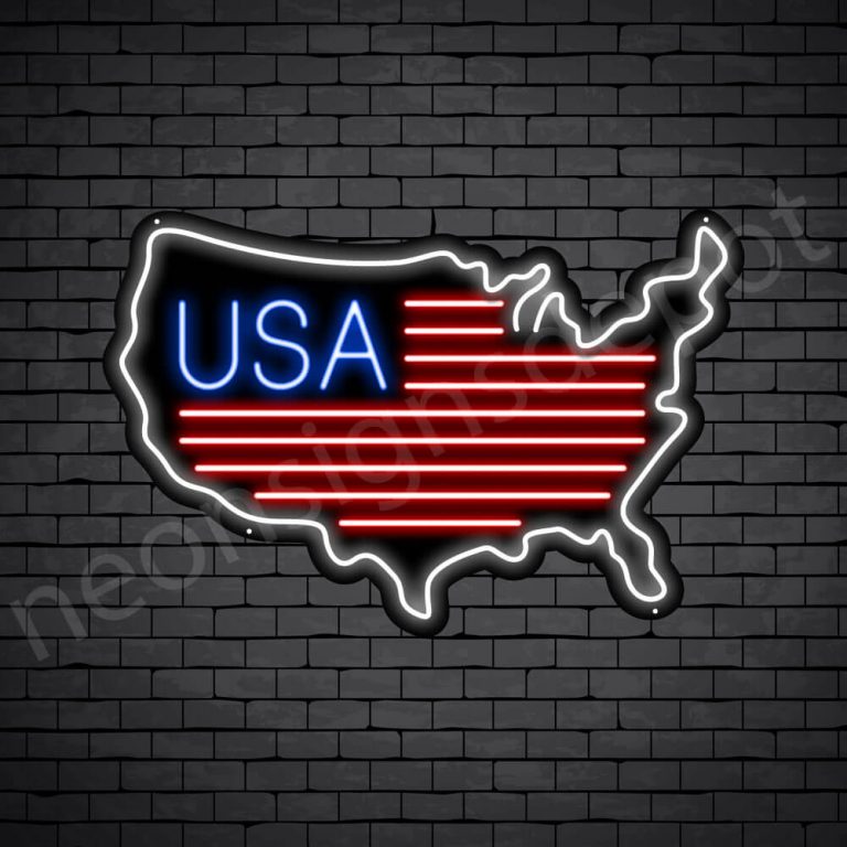 USA Map Flag Neon Sign 20x30 inches