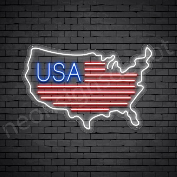 USA-Map-Flag-Neon-Sign-20x30-WS-C USA Map Flag Neon - Transparent