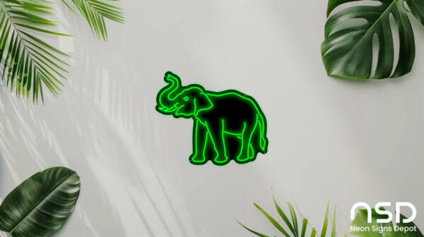 Elephant V1 Neon Sign_Animals_Black_Mockup_Template01_green Elephant V1 Neon Sign_Animals_Black_Mockup_Template01_green