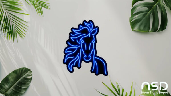 Horse V3 Neon Sign_Animals_Black_Mockup_Template01_blue Horse V3 Neon Sign_Animals_Black_Mockup_Template01_blue