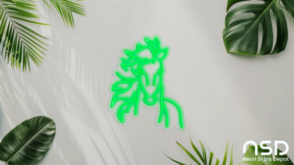 Horse V3 Neon Sign_Animals_Transparent_Mockup_Template01_green Horse V3 Neon Sign_Animals_Transparent_Mockup_Template01_green