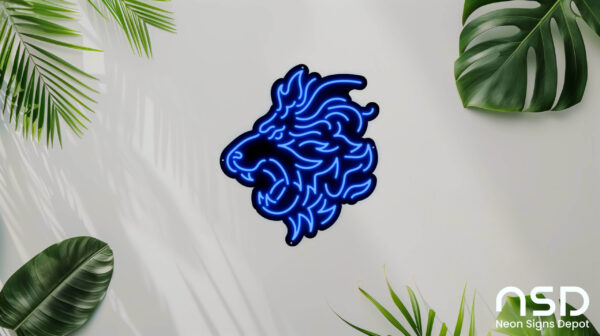 Lion V4 Neon Sign_Animals_Black_Mockup_Template01_blue Lion V4 Neon Sign_Animals_Black_Mockup_Template01_blue