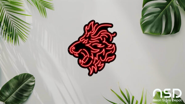 Lion V4 Neon Sign_Animals_Black_Mockup_Template01_red Lion V4 Neon Sign_Animals_Black_Mockup_Template01_red