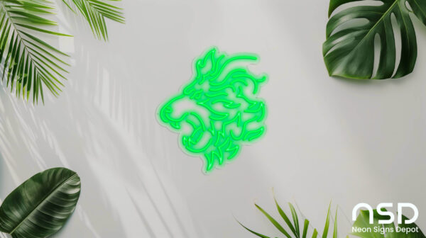 Lion V4 Neon Sign_Animals_Transparent_Mockup_Template01_green Lion V4 Neon Sign_Animals_Transparent_Mockup_Template01_green