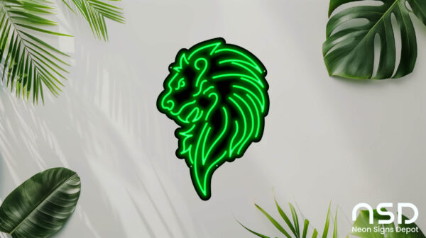 Lion V5 Neon Sign_Animals_Black_Mockup_Template01_green Lion V5 Neon Sign_Animals_Black_Mockup_Template01_green