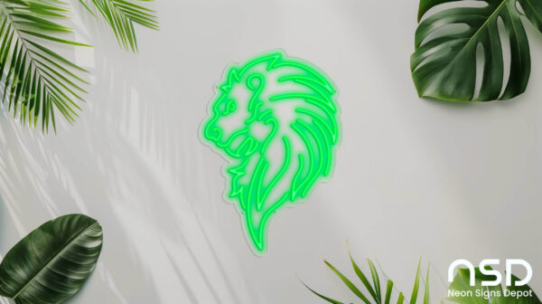 Lion V5 Neon Sign_Animals_Transparent_Mockup_Template01_green Lion V5 Neon Sign_Animals_Transparent_Mockup_Template01_green