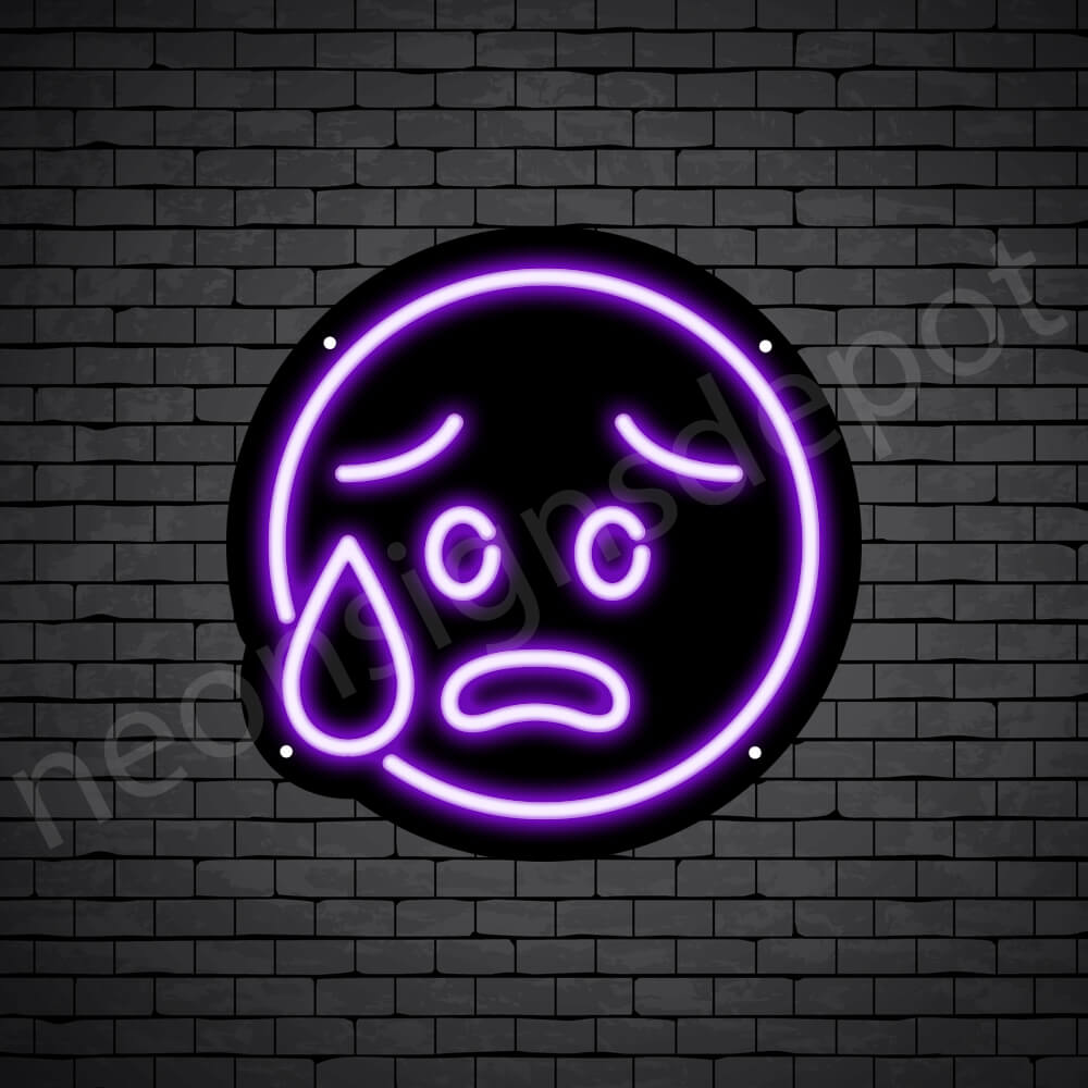 Cold Sweat Emoji Neon Sign