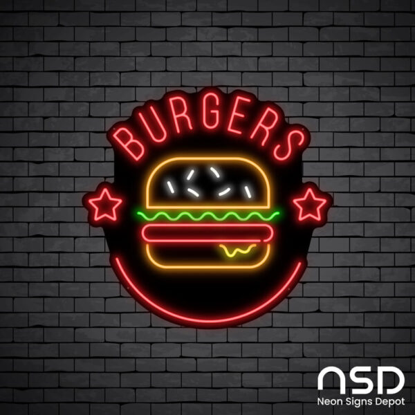 Burger Stars Neon Sign_Black Brick_Mockup_Black Burger Stars Neon Sign_Black Brick_Mockup_Black