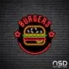 Burger Stars Neon Sign_Black Brick_Mockup_Black