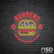Burger Stars Neon Sign_Black Brick_Mockup_Transparent