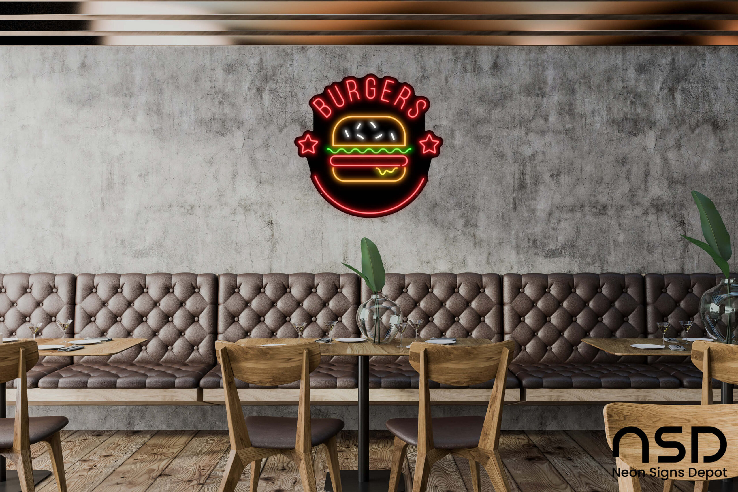 Burger Stars Neon Sign neon sign