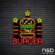 Burger Stars V2 Neon Sign_Black Brick_Mockup_Black