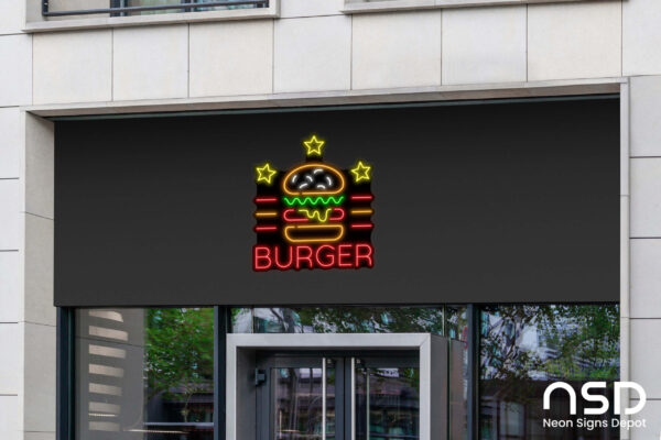 Burger Stars V2 Neon Sign_Black_Mockup_Template02 Burger Stars V2 Neon Sign_Black_Mockup_Template02