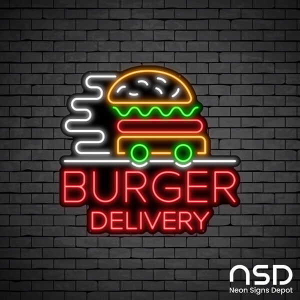Burgers delivery Neon Sign_Black Brick_Mockup_Black Burgers delivery Neon Sign_Black Brick_Mockup_Black