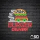 Burgers delivery Neon Sign_Black Brick_Mockup_Transparent