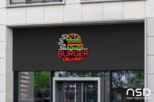 Burgers delivery Neon Sign_Black_Mockup_Template02 Burgers delivery Neon Sign_Black_Mockup_Template02