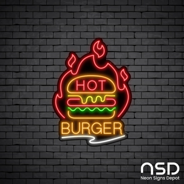 Hot Burger Neon Sign_Black Brick_Mockup_Black Hot Burger Neon Sign_Black Brick_Mockup_Black