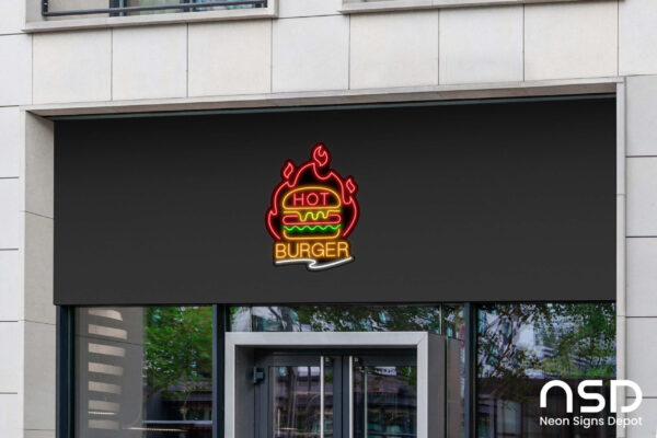Hot Burger Neon Sign_Black_Mockup_Template02 Hot Burger Neon Sign_Black_Mockup_Template02