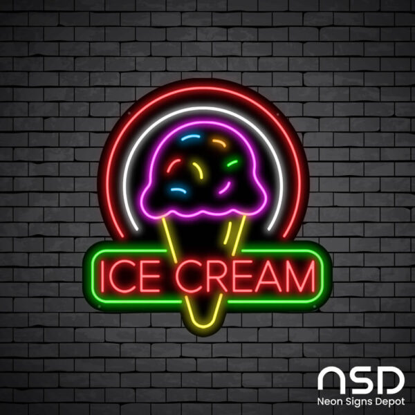 Ice cream V3 Neon Sign_Black Brick_Mockup_Black Ice cream V3 Neon Sign_Black Brick_Mockup_Black