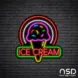Ice cream V3 Neon Sign_Black Brick_Mockup_Black