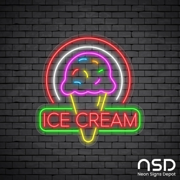 Ice cream V3 Neon Sign_Black Brick_Mockup_Transparent Ice cream V3 Neon Sign_Black Brick_Mockup_Transparent