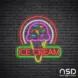 Ice cream V3 Neon Sign_Black Brick_Mockup_Transparent