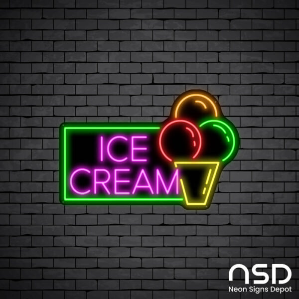 Ice cream V7 Neon Sign_Black Brick_Mockup_Black Ice cream V7 Neon Sign_Black Brick_Mockup_Black