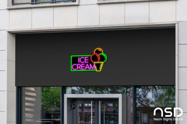 Ice cream V7 Neon Sign_Black_Mockup_Template02 Ice cream V7 Neon Sign_Black_Mockup_Template02