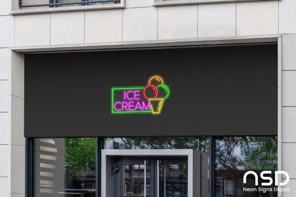 Ice cream V7 Neon Sign_Transparent_Mockup_Template02 Ice cream V7 Neon Sign_Transparent_Mockup_Template02