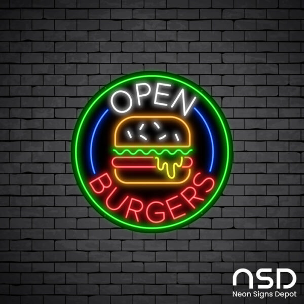 Open Burgers Neon Sign_Black Brick_Mockup_Black Open Burgers Neon Sign_Black Brick_Mockup_Black