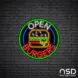 Open Burgers Neon Sign_Black Brick_Mockup_Black
