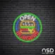Open Burgers Neon Sign_Black Brick_Mockup_Transparent
