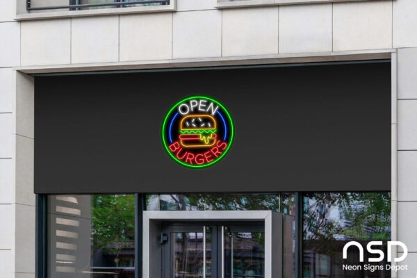 Open Burgers Neon Sign_Black_Mockup_Template02 Open Burgers Neon Sign_Black_Mockup_Template02