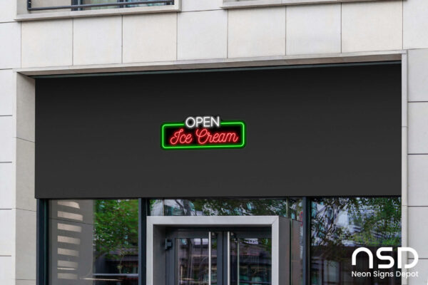 Open Ice cream V1 Neon Sign_Black_Mockup_Template02 Open Ice cream V1 Neon Sign_Black_Mockup_Template02