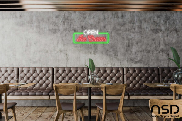 Open Ice cream V1 Neon Sign_Transparent_Mockup_Template01 Open Ice cream V1 Neon Sign_Transparent_Mockup_Template01