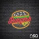 Yummy Burgers Neon Sign_Black Brick_Mockup_Transparent