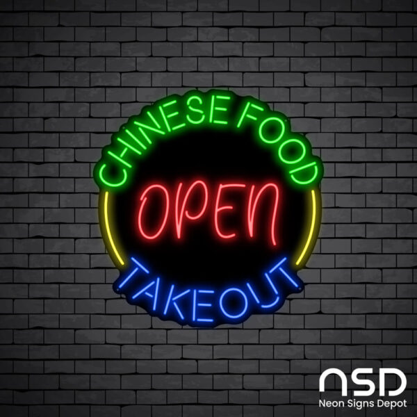 Chinese Food Open Take Out Neon Sign_Black Brick_Mockup_Black Chinese Food Open Take Out Neon Sign_Black Brick_Mockup_Black