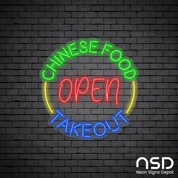 Chinese Food Open Take Out Neon Sign_Black Brick_Mockup_Transparent Chinese Food Open Take Out Neon Sign_Black Brick_Mockup_Transparent