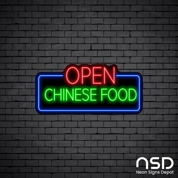Chinese Food Open V4 Neon Sign_Black Brick_Mockup_Block Chinese Food Open V4 Neon Sign_Black Brick_Mockup_Block