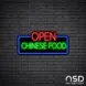 Chinese Food Open V4 Neon Sign_Black Brick_Mockup_Block