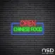 Chinese Food Open V4 Neon Sign_Black Brick_Mockup_Transparent