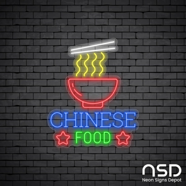 Chinese Food V12 Neon Sign_Black Brick_Mockup_Transparent Chinese Food V12 Neon Sign_Black Brick_Mockup_Transparent