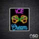 Ice cream V11 Neon Sign_Black Brick_Mockup_Black