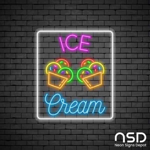 Ice cream V11 Neon Sign_Black Brick_Mockup_Transparent Ice cream V11 Neon Sign_Black Brick_Mockup_Transparent