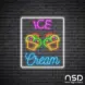 Ice cream V11 Neon Sign_Black Brick_Mockup_Transparent