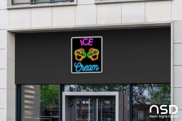 Ice cream V11 Neon Sign_Black_Mockup_Template02 Ice cream V11 Neon Sign_Black_Mockup_Template02